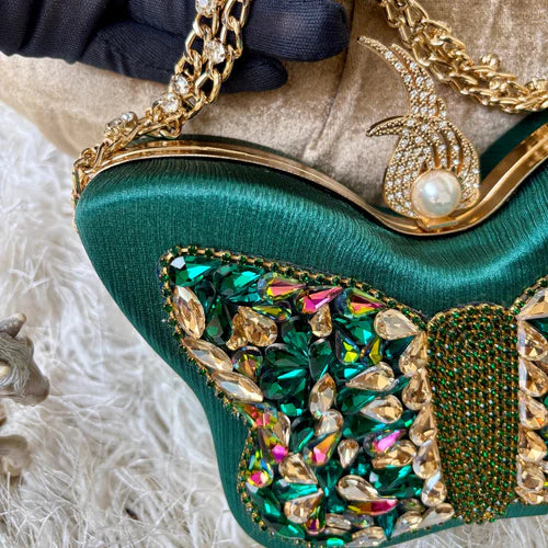 Butterfly Luxe Crystal Clutch – Emerald Glam Edition - Buland'S