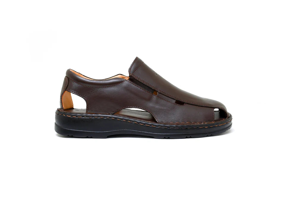 LEATHER SANDAL - 4007 BROWN - Starlet Shoes