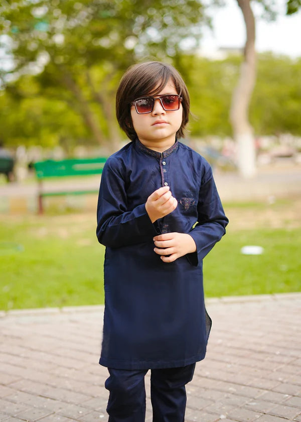 Navy Blue Kurta Trouser-AH 049 - KIDS CLUB