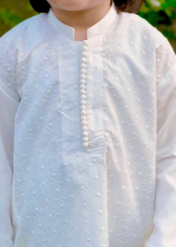 White chicken Kurta Trouser - KE 013 - KIDS CLUB