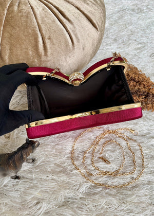 Butterfly Luxe Crystal Clutch – Maroon Royal Edition - Buland'S