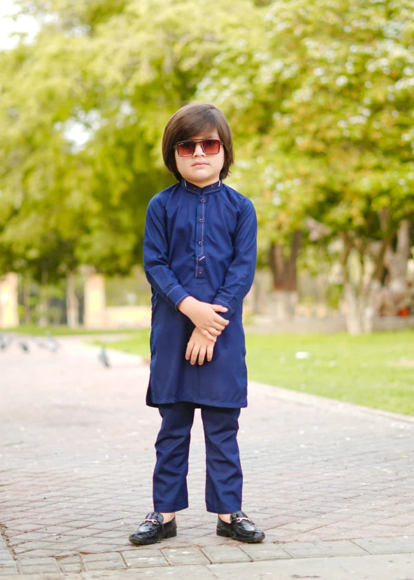 Marine Blue kurta trouser KT 87 - Hassan Jee