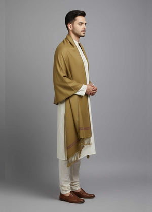 Kamaal Khan Peshawari Dhussa Shawl (Medium) - Golden Brown