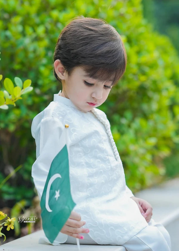 White chicken Kurta Trouser - KE 015 - KIDS CLUB