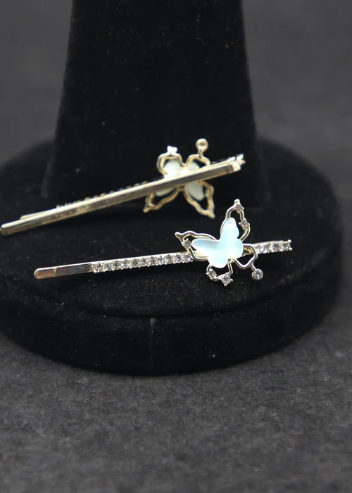 DFJ | Golden stones gold plated hair pins - Dreams Fashion Jewellery