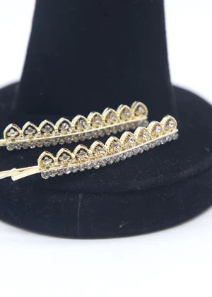 DFJ | Golden stones gold plated hair pins - Dreams Fashion Jewellery