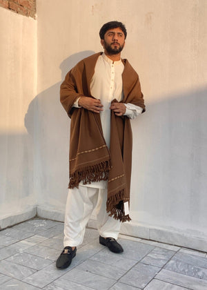 Kamaal Khan Dhussa Peshawari Shawl For Men - Brown