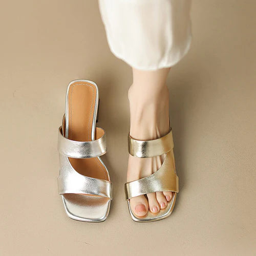 Salsa Block Heel - Gold - Pastel Toes By Mariam