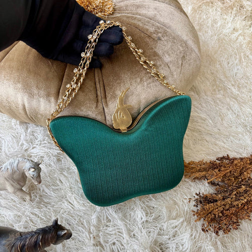 Butterfly Luxe Crystal Clutch – Emerald Glam Edition - Buland'S