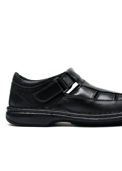 LEATHER SANDAL - 5050 BLACK - Starlet Shoes