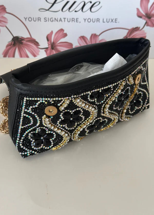 Midnight Rhinestone Bag - Yasmine Luxe