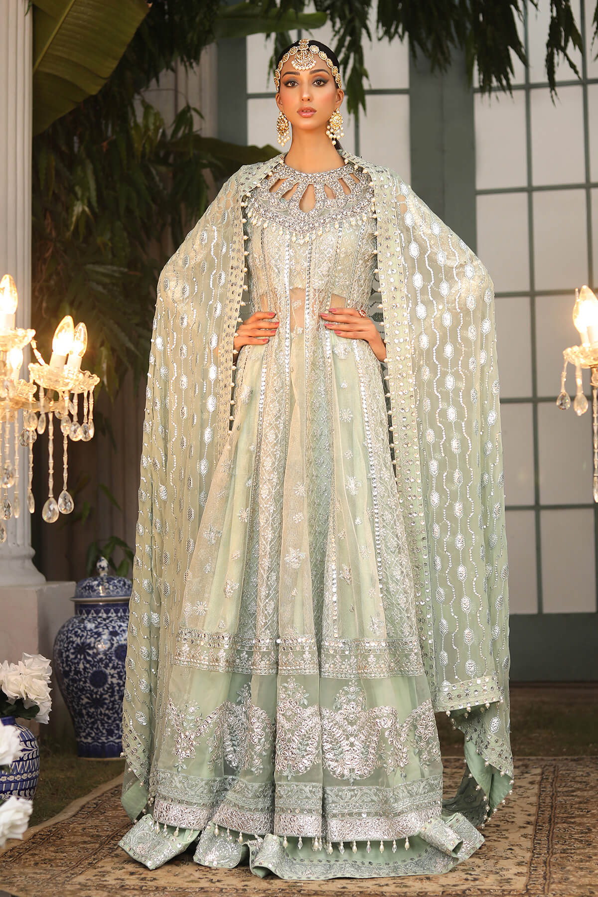 Raeesa Premium | Wajadan Wedding Formals | WD-2 Pea Green
