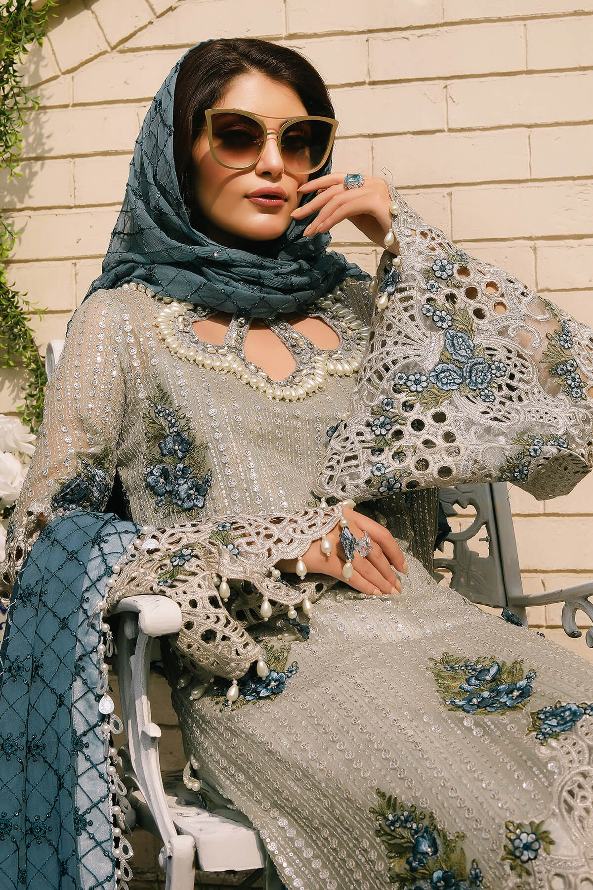 Raeesa Premium | Wajadan Wedding Formals | WD-5 Silver Grey