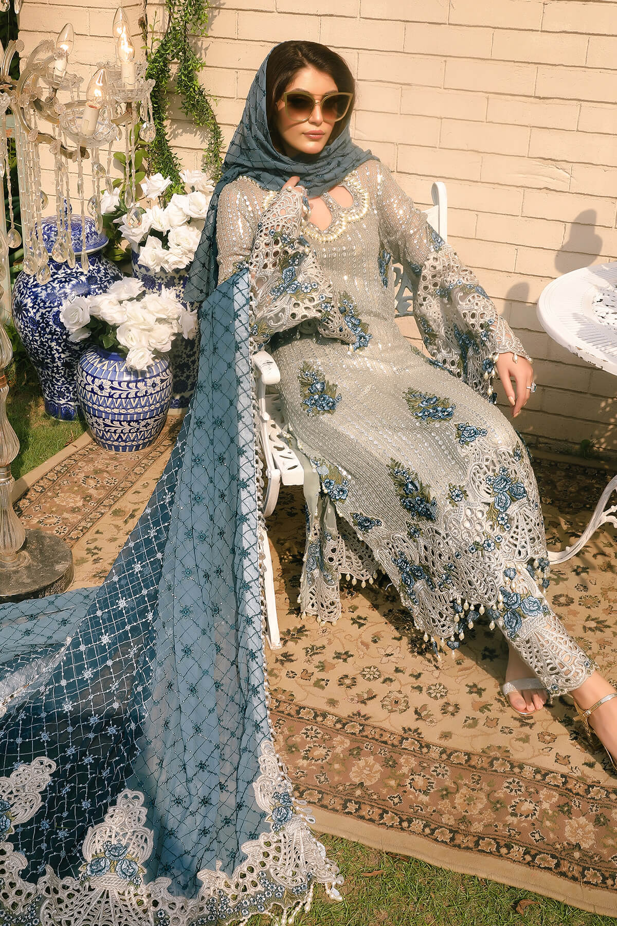 Raeesa Premium | Wajadan Wedding Formals | WD-5 Silver Grey