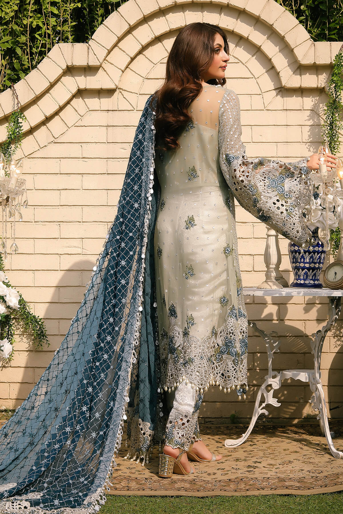 Raeesa Premium | Wajadan Wedding Formals | WD-5 Silver Grey