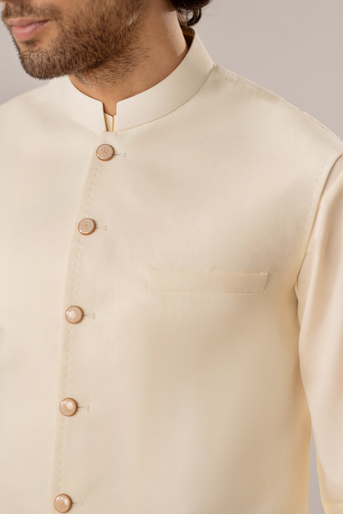 Bosky White Kurta Shalwar with Pick-Stitch Matching Waistcoat - Men