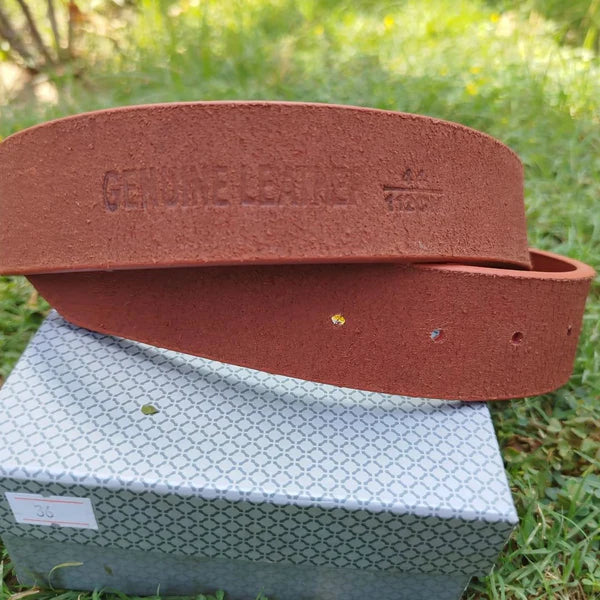 Brown Leather Belt with Classic Buckle - Khan's Wear