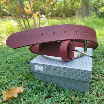 Classic Reddish Brown Textured Leather Belt - Khan's Wear