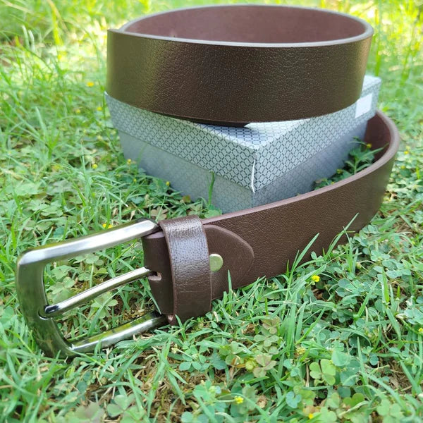 Premium Chocolate Brown Leather Belt - Khan's Wear